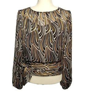 White House Black Market - Long-Sleeved Blouse with Cami and Tie Waist Size 2